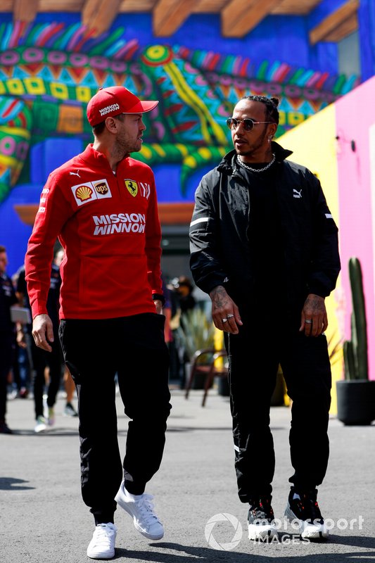 Sebastian Vettel, Ferrari i Lewis Hamilton, Mercedes AMG F1