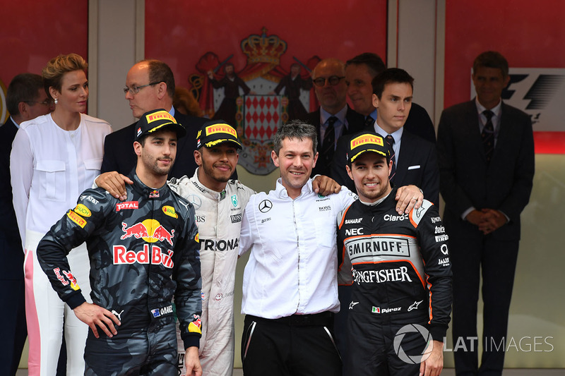 2016: 1. Lewis Hamilon, 2. Daniel Ricciardo, 3. Sergio Perez