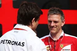 Toto Wolff, Mercedes AMG F1 Shareholder and Executive Director with James Allison, Ferrari Chassis Technical Director