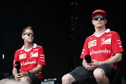 Sebastian Vettel, Ferrari, Kimi Raikkonen, Ferrari, on the F1 stage
