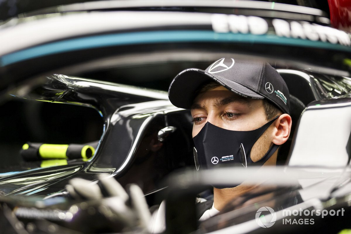 George Russell, Mercedes-AMG F1 in his car
