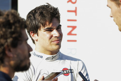 Lance Stroll, Williams, talking to press