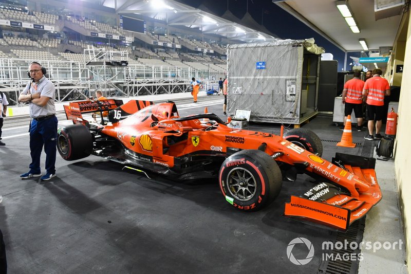 The Charles Leclerc Ferrari SF90 in parc ferme