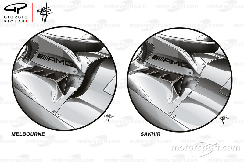 Comparaison des évents d'aération de la Mercedes W10