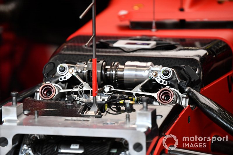 Suspension detail on Sebastian Vettel's Ferrari SF1000