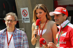 Jacques Villeneuve with Federica Masolin, Sky F1 Italia Presenter and Marc Gene, Ferrari Test Driver