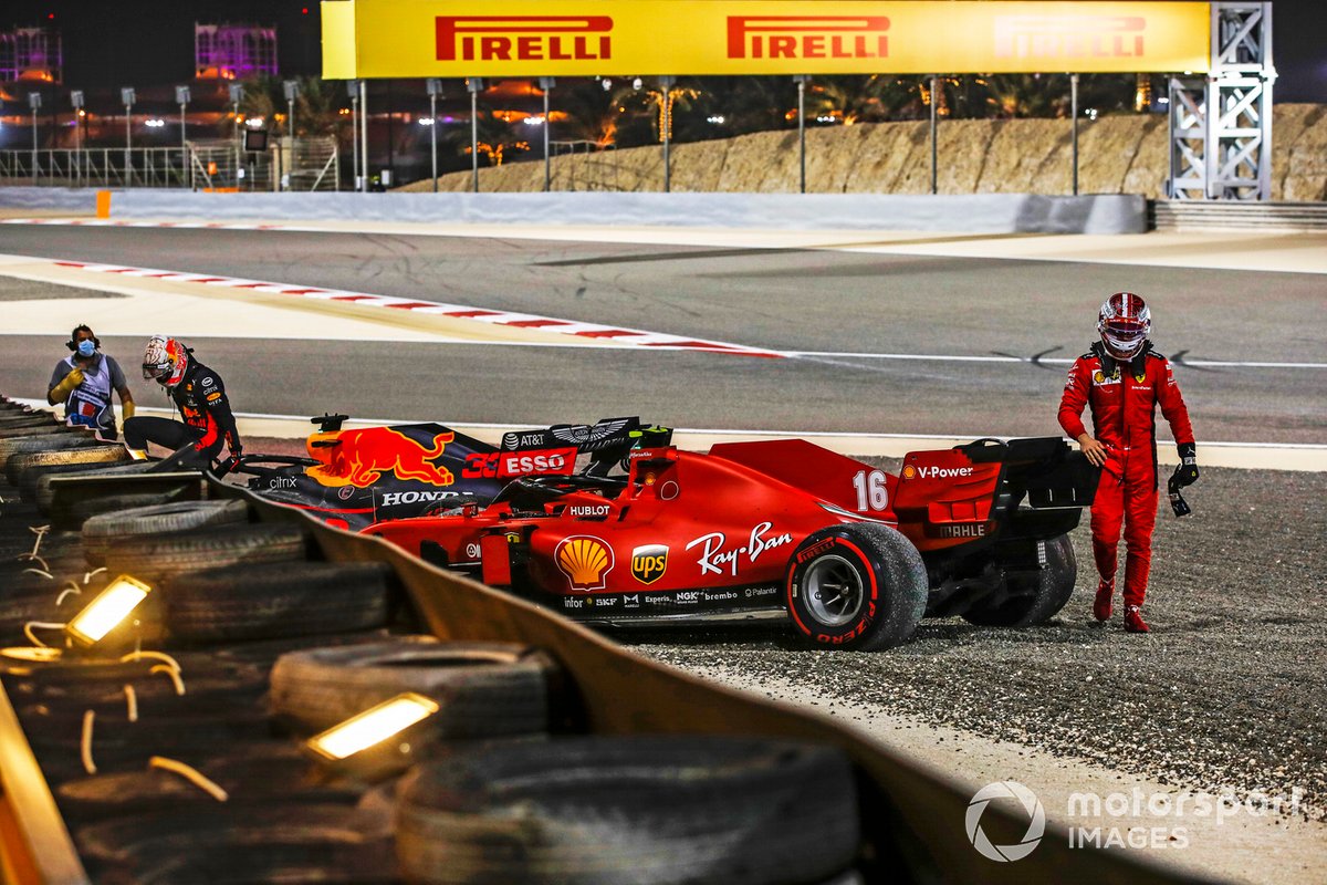 Max Verstappen, Red Bull Racing, dan Charles Leclerc, Ferrari, terlibat insiden di F1 GP Sakhir
