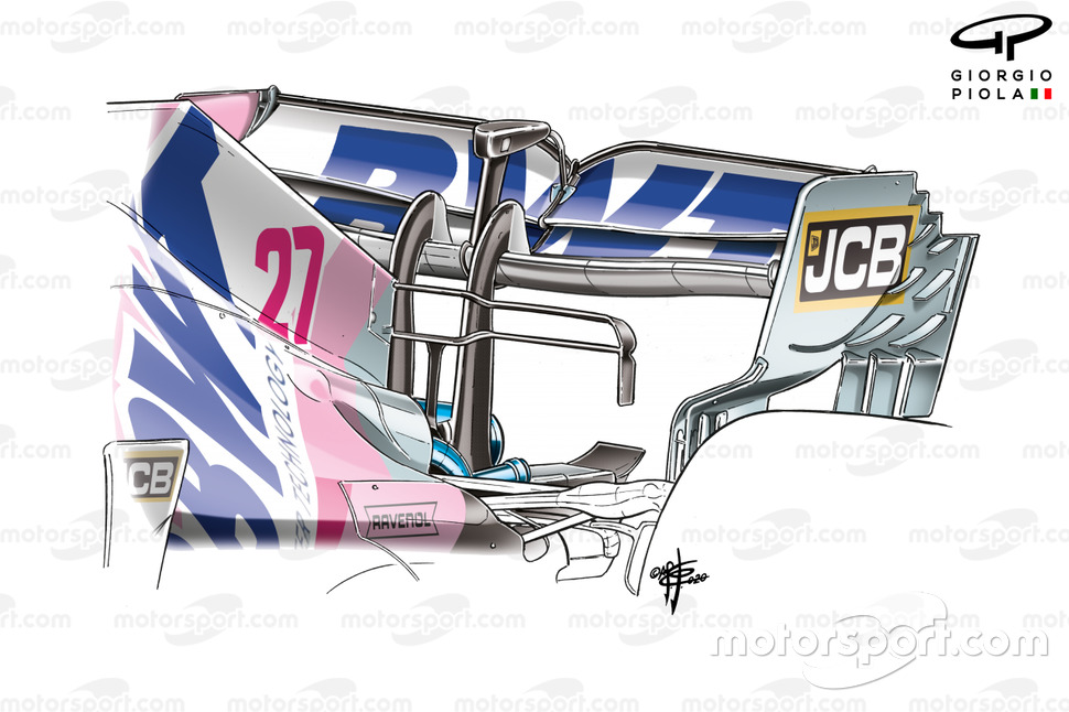 Racing Point RP20 rear wing, 70th Anniversary GP