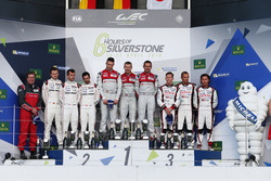 The podium (L to R): Marc Lieb, Romain Dumas, Neel Jani, #02 Porsche Team Porsche 919 Hybrid, secon