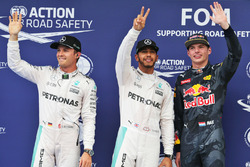 Polesitter Lewis Hamilton, Mercedes AMG F1 Team, tweede Nico Rosberg, Mercedes AMG F1 Team, derde Ma
