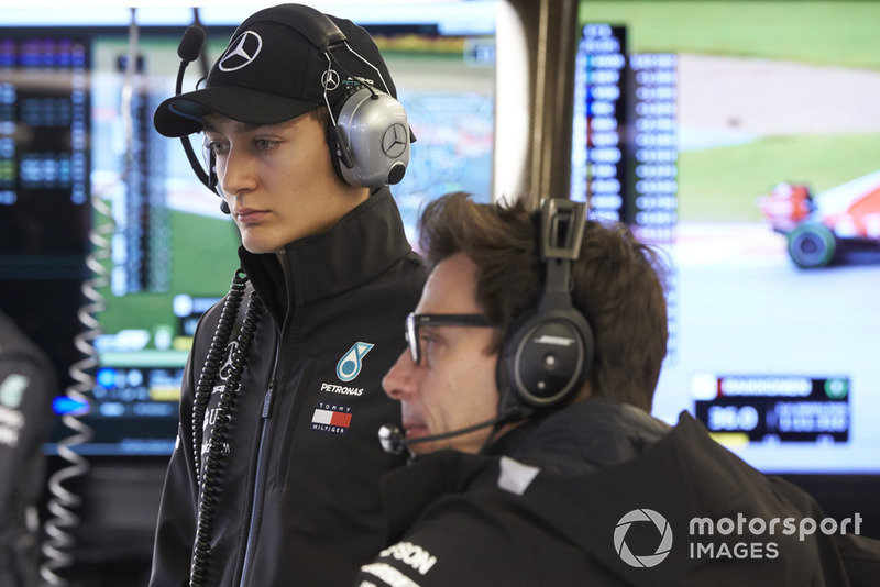 George Russell, Mercedes, and Toto Wolff, Executive Director (Business), Mercedes AMG
