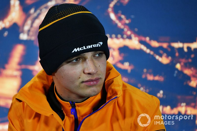 Lando Norris, McLaren, in a press conference