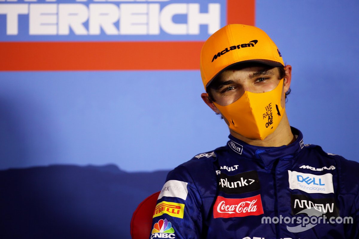 Lando Norris, McLaren, in the press conference