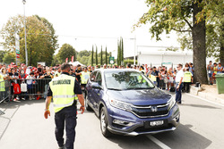 Fernando Alonso, McLaren, arrives at the circuit