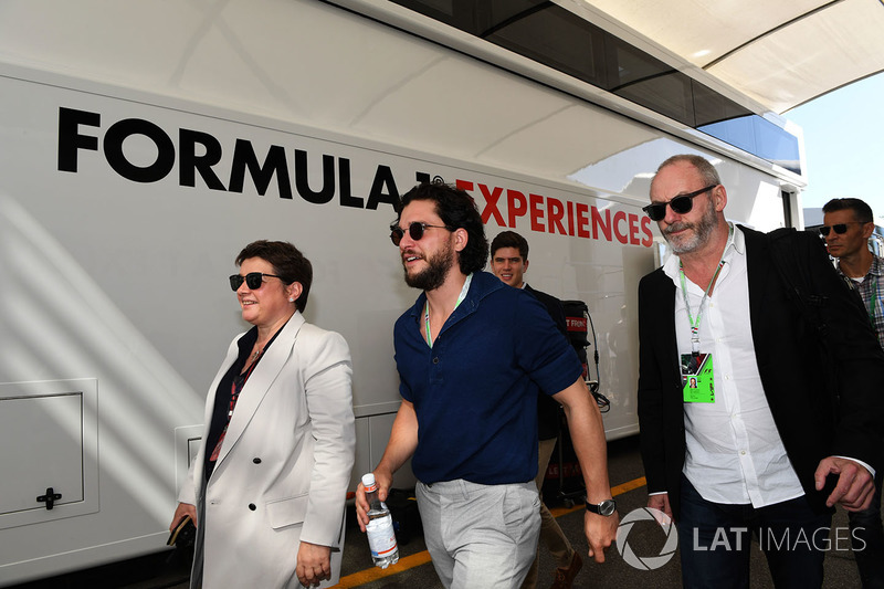 Kate Beavan, FOM, F1 Experiences 2-Seater passengers Kit Harington, Actor and Liam Cunningham, Actor