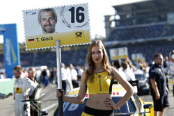 Grid girl of Timo Glock, BMW Team RMG, BMW M4 DTM