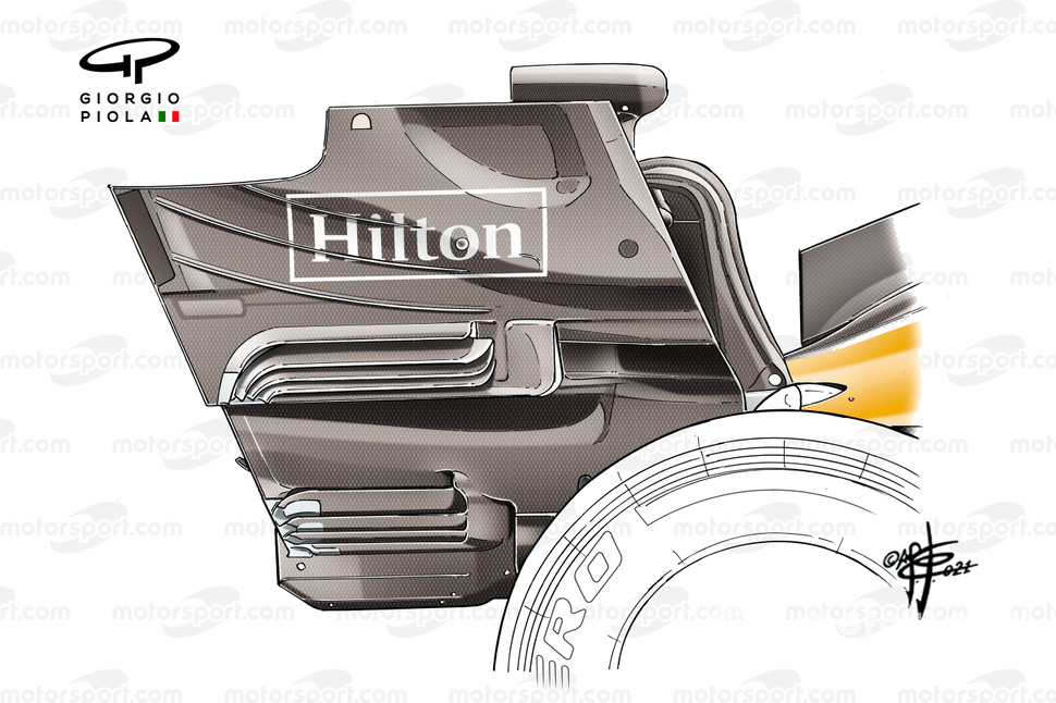 Detalle del endplate trasero del McLaren MCL35M
