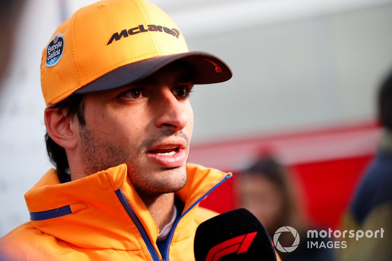 Carlos Sainz, McLaren talks to the press