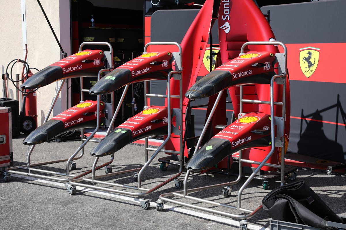 Detalle de los conos de nariz del Ferrari F1-75