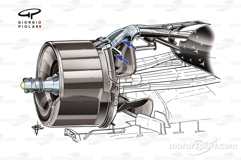 Mercedes AMG F1 W11 rear brakes duct detail