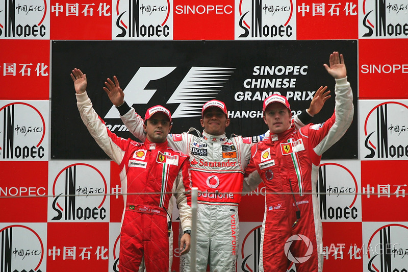 2008: 1. Льюис Хэмилтон, 2. Фелипе Масса, 3. Кими Райкконен