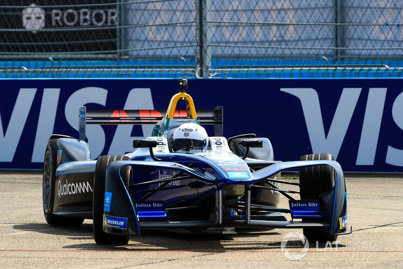 German Football Star Lothar Matthäus, drives the Formula E track car