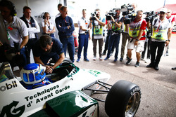 Former World Champions, Keke Rosberg and his son Nico Rosberg, prepare to lap the circuit in their title winning cars