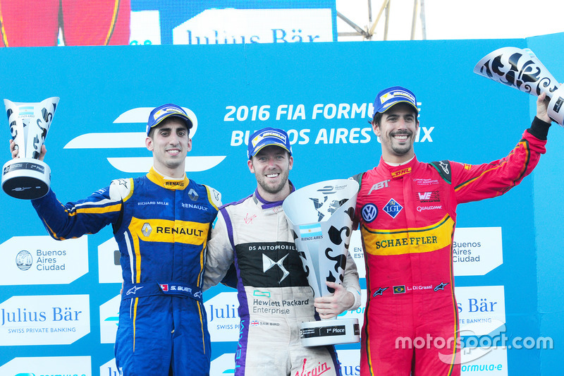 Buenos Aires: 1. Sam Bird, 2. Sebastien Buemi, 3. Lucas di Grassi