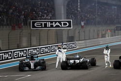 Second place Lewis Hamilton, Mercedes AMG F1, Race winner Valtteri Bottas, Mercedes AMG F1, celebrat