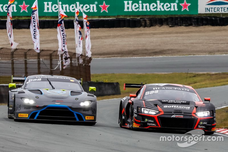 #62 R-Motorsport Aston Martin Vantage AMR GT3: Aaro Vainio, Hugo de Sadeleer, #10 Belgian Audi Club Team WRT Audi R8 LMS GT3: Rik Breukers, Oscar Tunjo