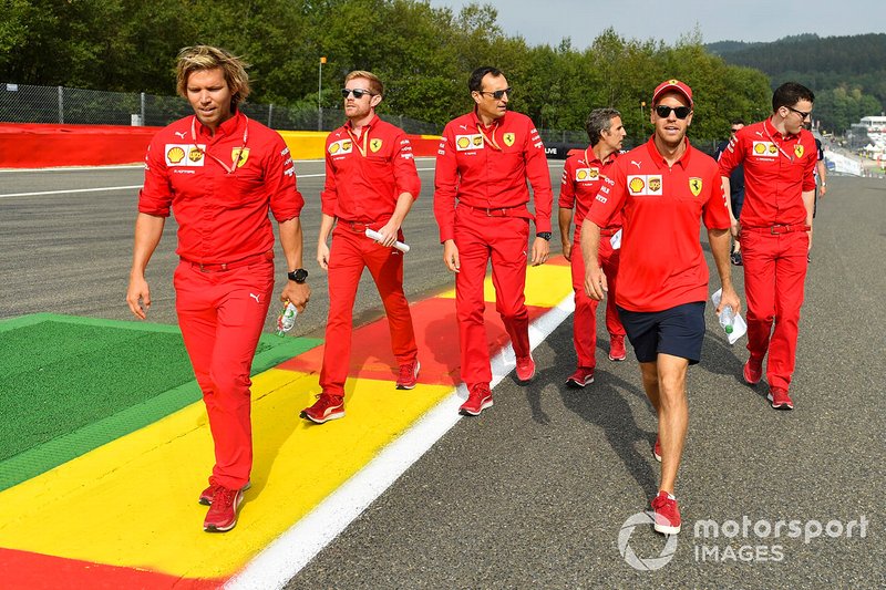 Sebastian Vettel, Ferrari, walks the track