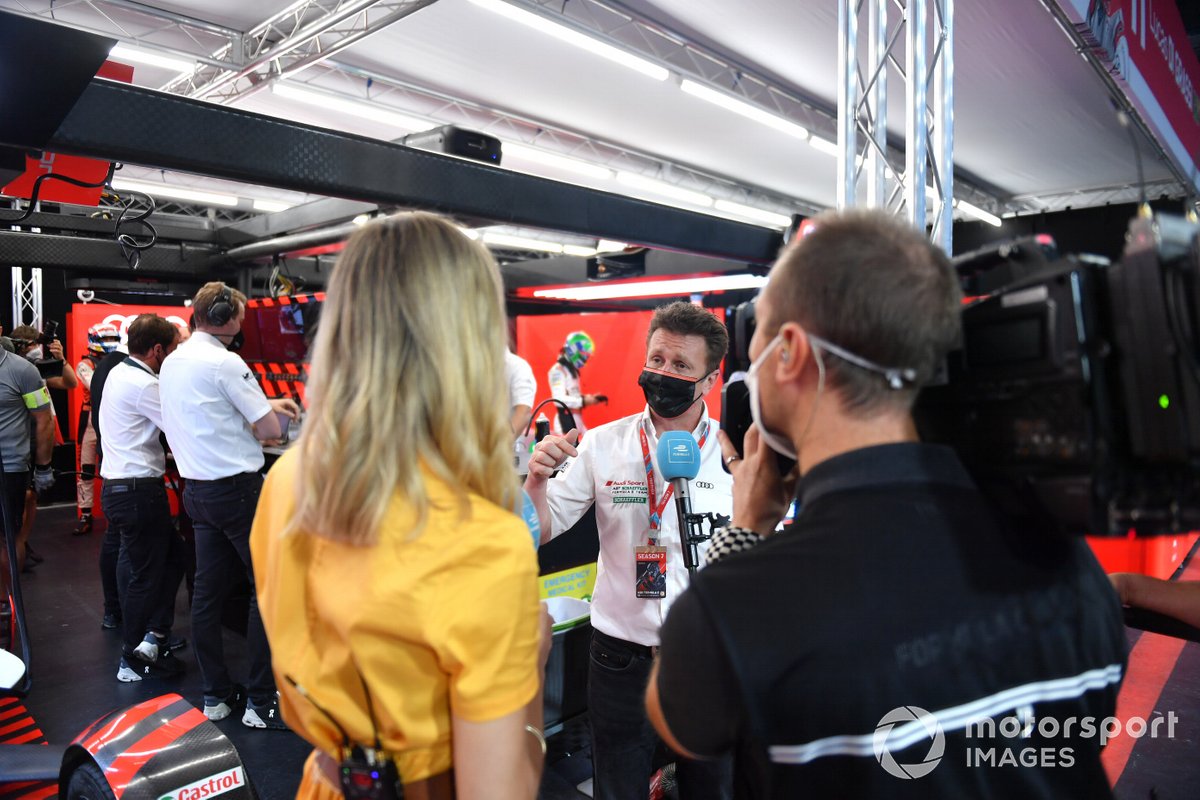 Allan McNish, Team Principal, Audi Sport Abt Schaeffler, is interviewed
