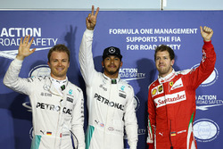 Polezitter Lewis Hamilton, Mercedes AMG F1 Team, tweede Nico Rosberg, Mercedes AMG F1 Team, derde Se