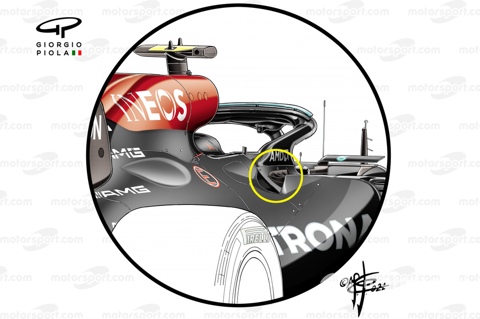 Detalle de enfriamiento extra del Mercedes W12