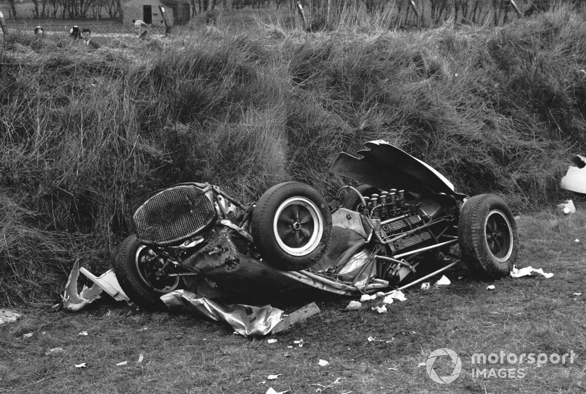 Lotus 18 Climax после аварии Стирлинга Мосса в Гудвуде