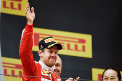 Podium: tweede plaats Sebastian Vettel, Ferrari