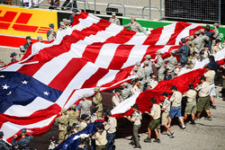 US flag unveiled by US service personnel