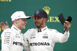 Podium: Race winner Lewis Hamilton, Mercedes AMG F1, takes a photo of Second place Valtteri Bottas, Mercedes AMG F1