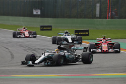 Lewis Hamilton, Mercedes AMG F1 W08, Sebastian Vettel, Ferrari SF70H, Valtteri Bottas, Mercedes AMG F1 W08 and Kimi Raikkonen, Ferrari SF70H