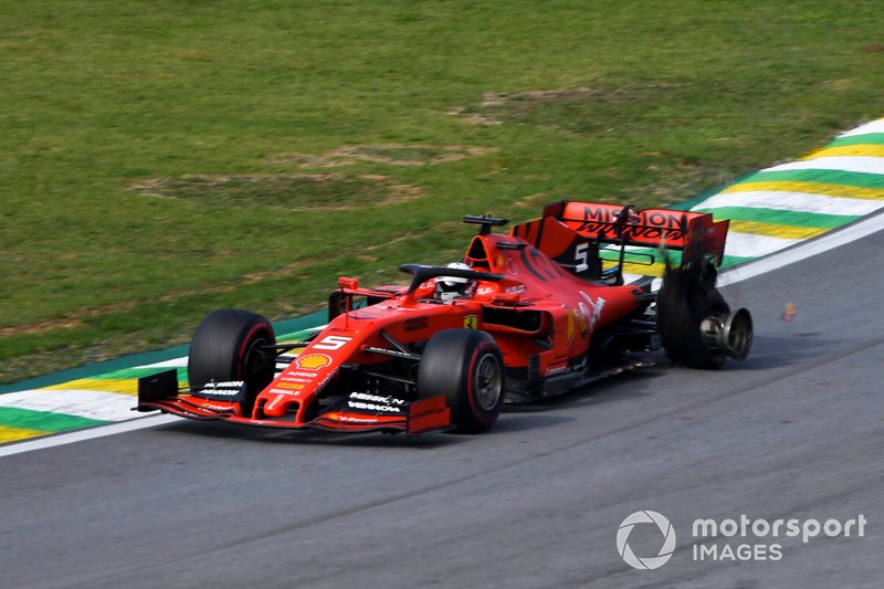 Sebastian Vettel, Ferrari, après son accrochage avec Charles Leclerc, Ferrari SF90