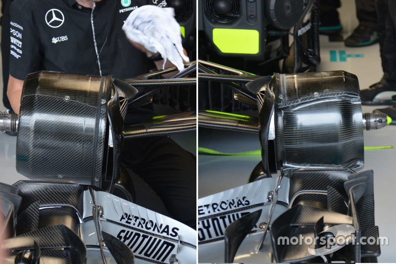 Mercedes F1 W07: Asymmetrische Vorderradbremse