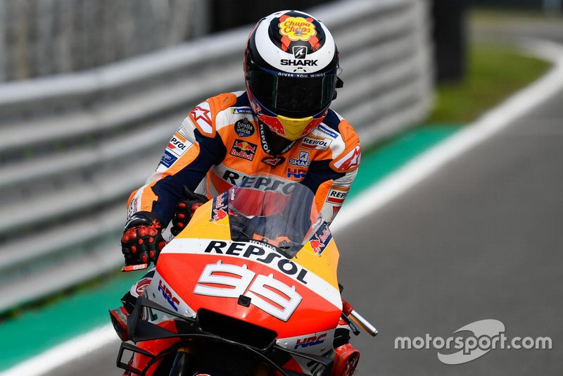 Хорхе Лоренсо, Repsol Honda Team, з пошкодженим лівим важелем керма