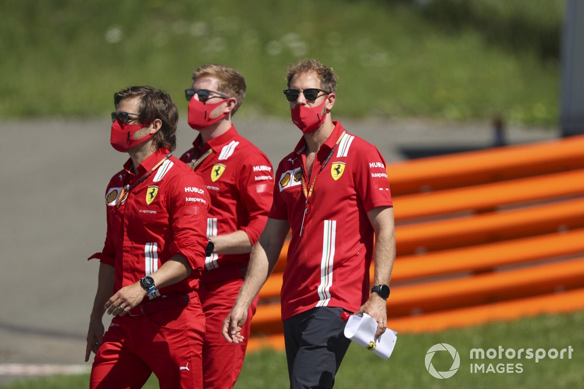 Sebastian Vettel, Ferrari walks the track