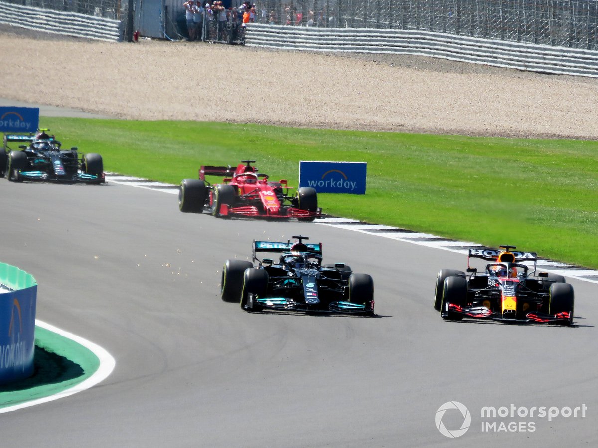 Lewis Hamilton, Mercedes W12 and Max Verstappen, Red Bull Racing RB16B