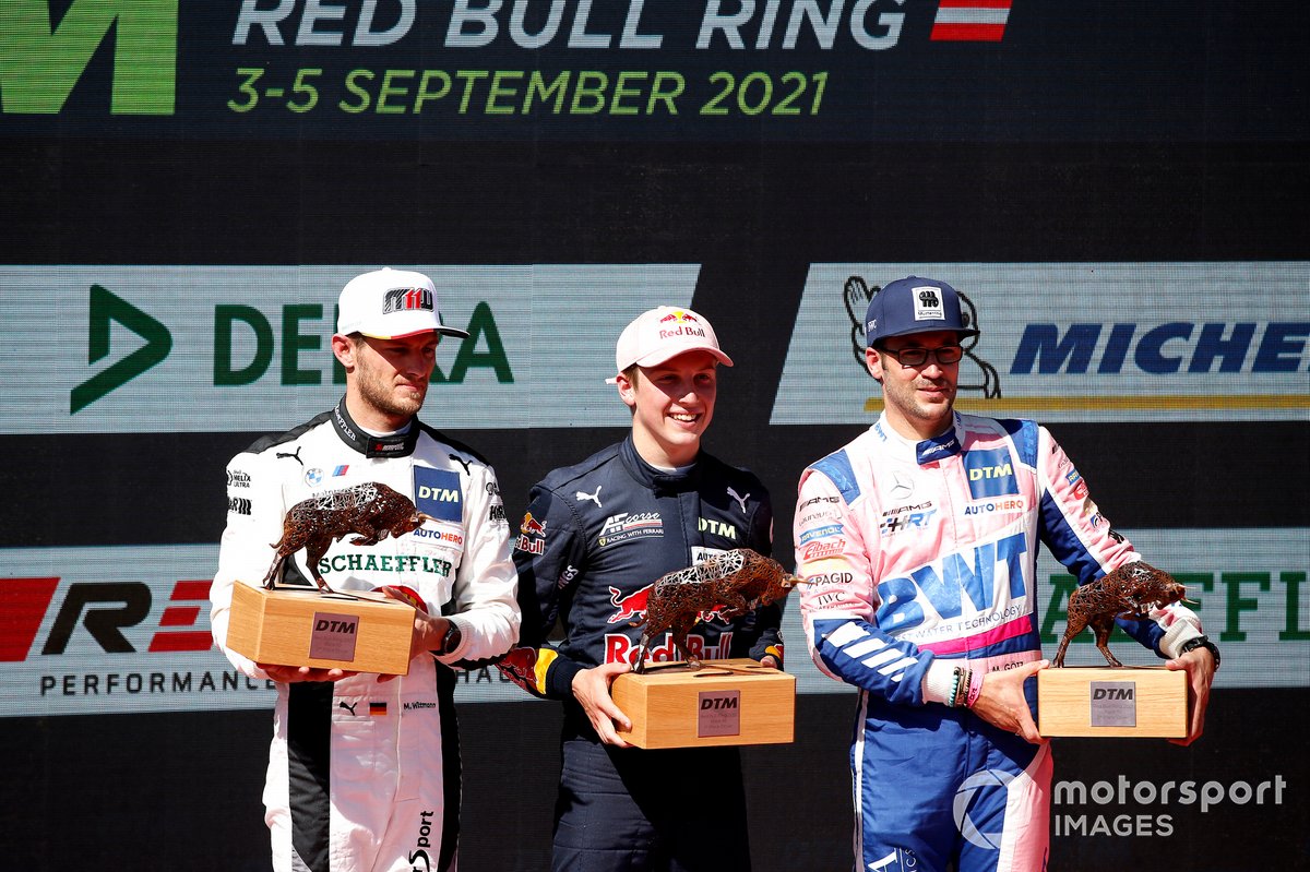 Podium: Race winner Liam Lawson, AF Corse, second place Marco Wittmann, Walkenhorst Motorsport, third place Maximilian Götz, Haupt Racing Team