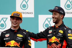 Max Verstappen, Red Bull Racing, race winner, Third place Daniel Ricciardo, Red Bull Racing, on the