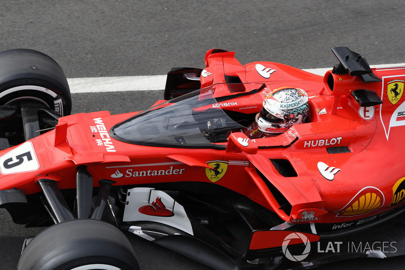 Sebastian Vettel, Ferrari SF70H, mit Cockpitschutz Shield