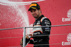 Sergio Perez, Sahara Force India F1 viert zijn derde plaats op het podium