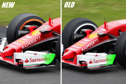 Ferrari SF16-H, confronto della paratia dell'ala anteriore