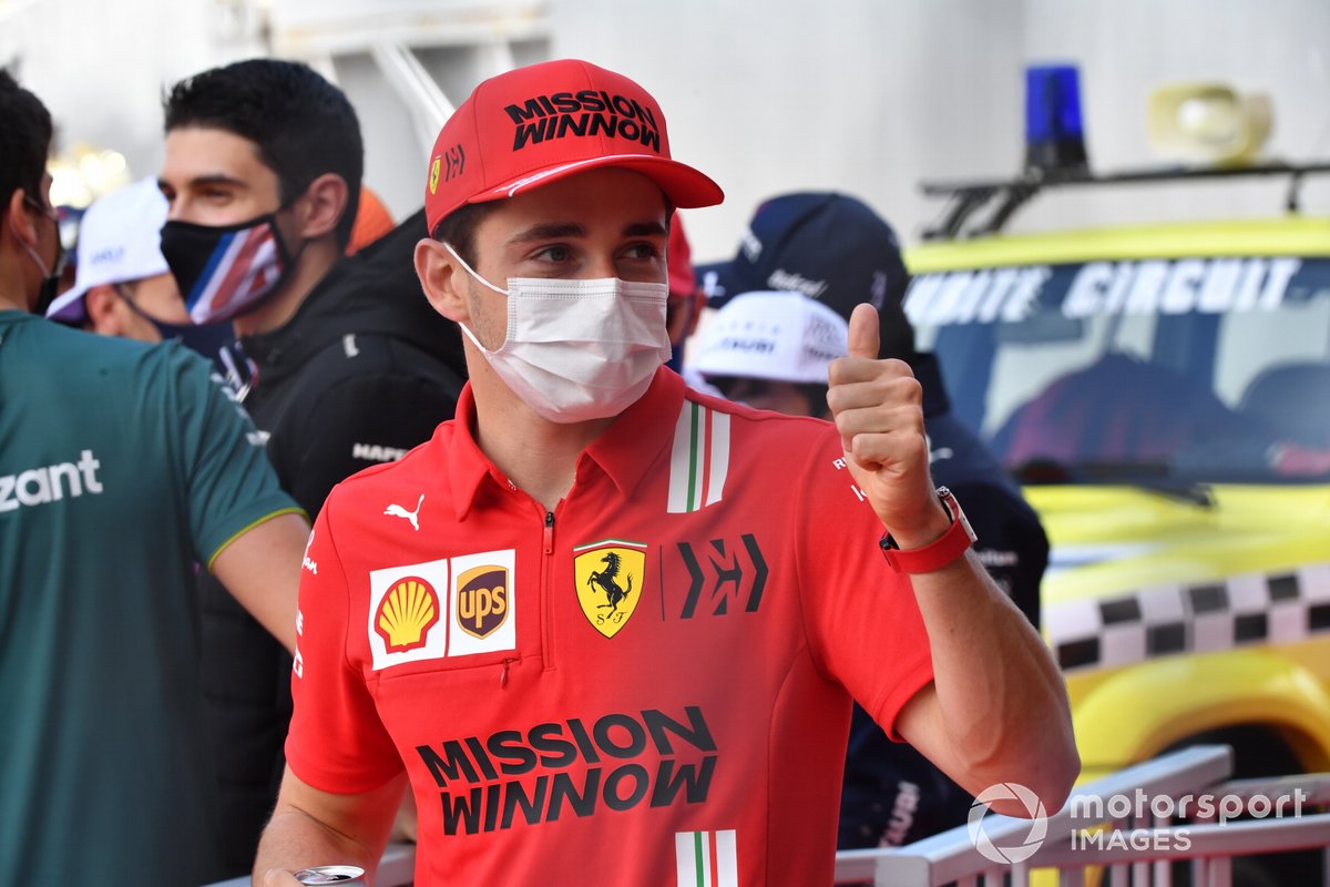 Charles Leclerc, Ferrari, in the drivers parade